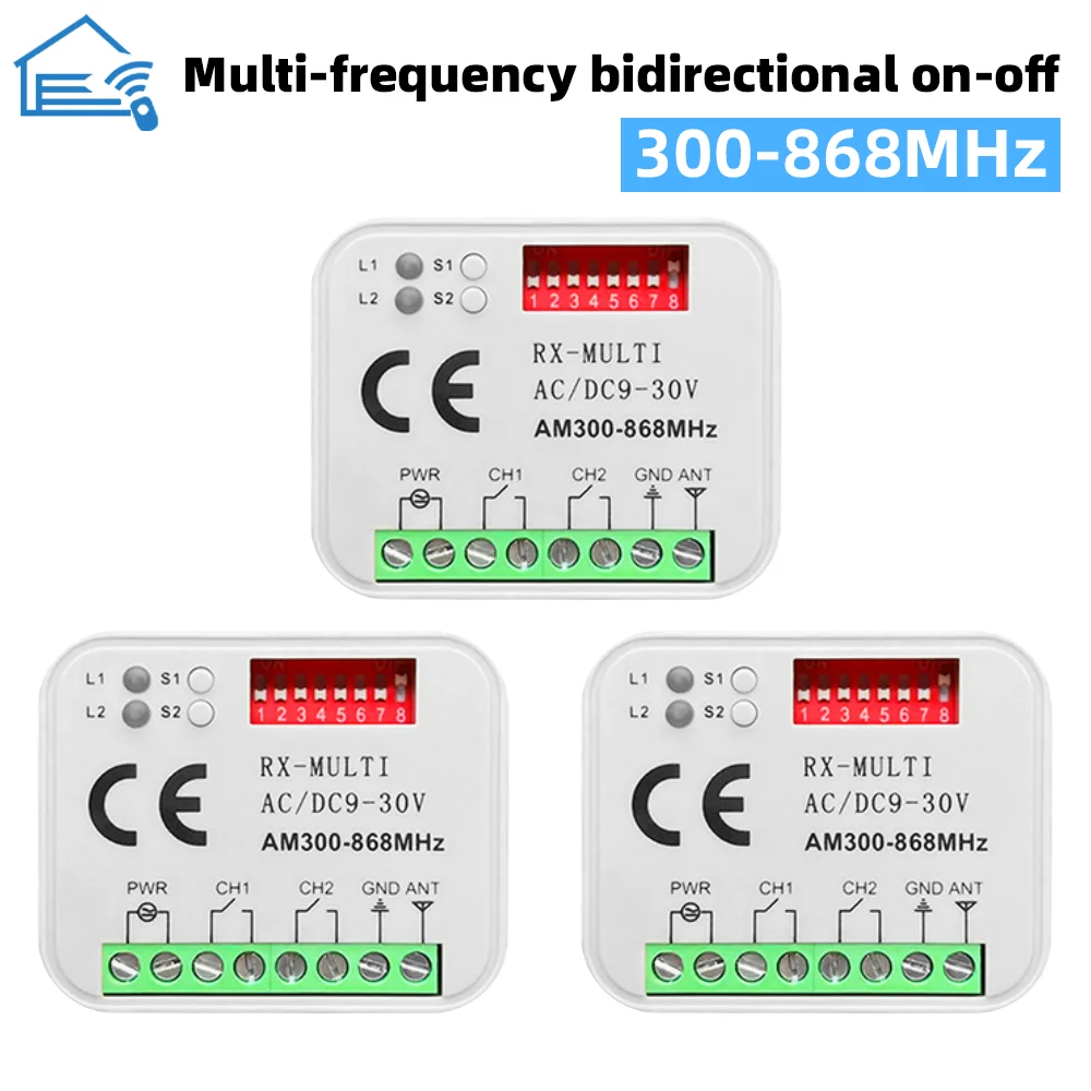 Universal Garage Door Gate Remote Control Receiver 300 a 868 MHz Receiver AC/DC9-30V Gate Controller Opener Transmitter