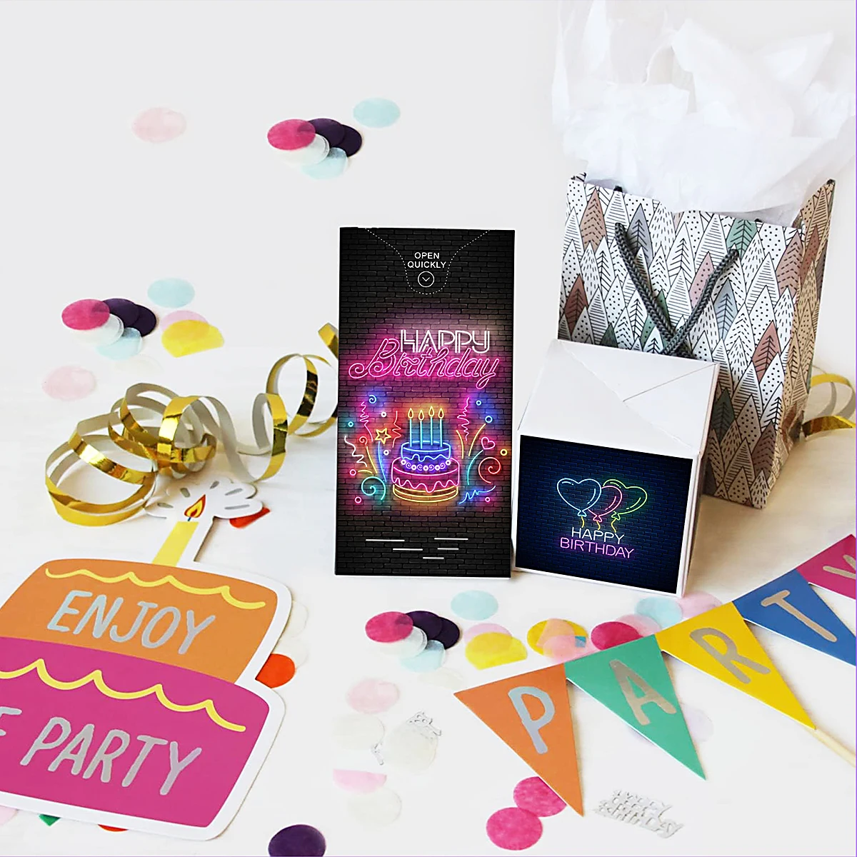 Happy Birthday Surprise Box Explosion Gift Case with Confetti Colorful Pop Up Box for Birthday Baby Shower Party Favors Supplies