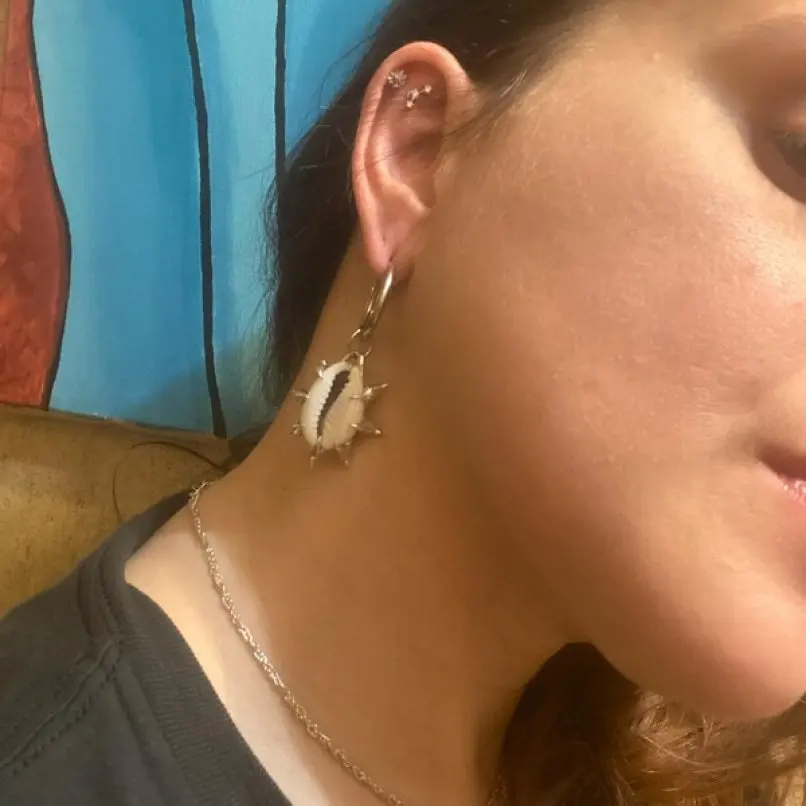 Thorns Bubble Claw Free Form Organic Claws Spiky Earrings Puka Arabic Cowry Shell Soldered Handmade Stainless Steel Jewelry