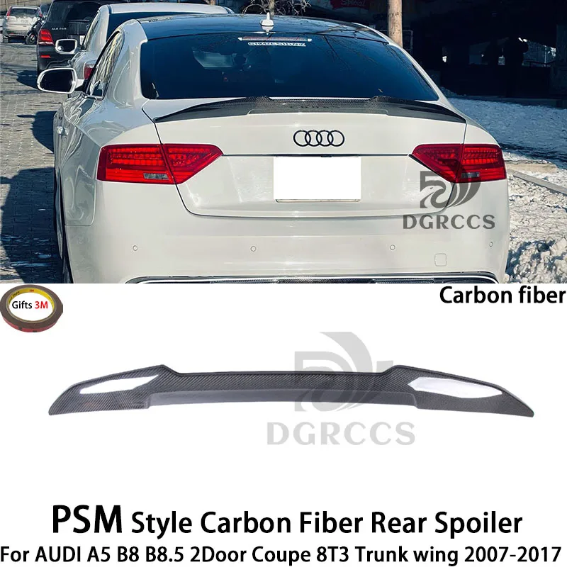 classic AUDI A5 B8 B8.5 2Door Coupe 8T3 PSM Style Carbon fiber Rear Spoiler Trunk wing 2007-2017 Carbon Fiber（ NO S5 RS5）