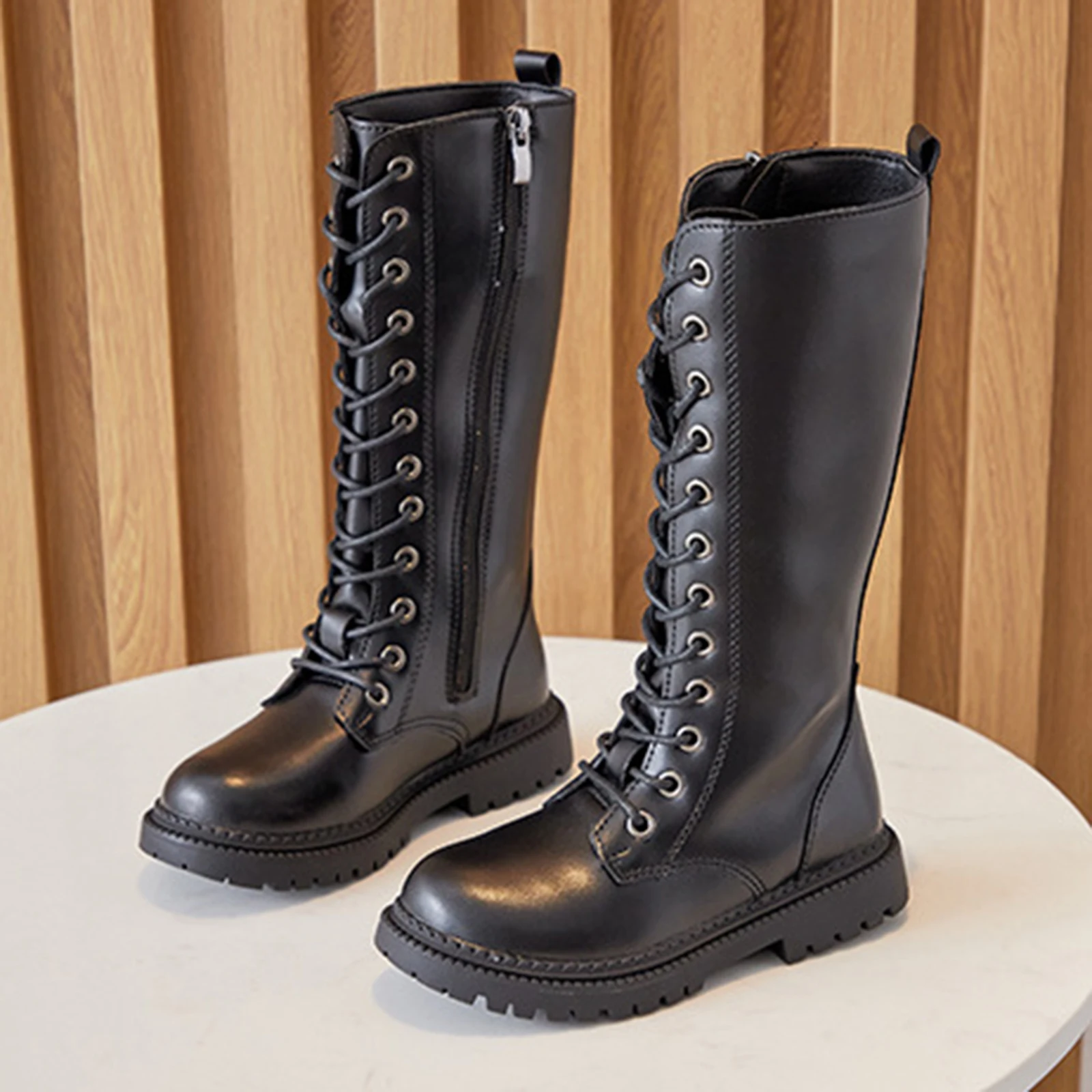 

Girls Long Boots Children Knee-High Fashion Motorcycle Boots Rubber Soft Platform for Princess Kids High Boots Classic Winter