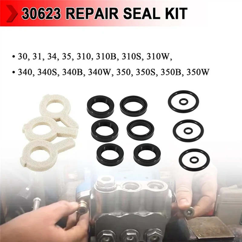 2Sets 30623 Seal Kit, Pump Washer Seals Kit Fits For Cat Pump 30 31 34 310 340 350 Model Frame Plunger Pump