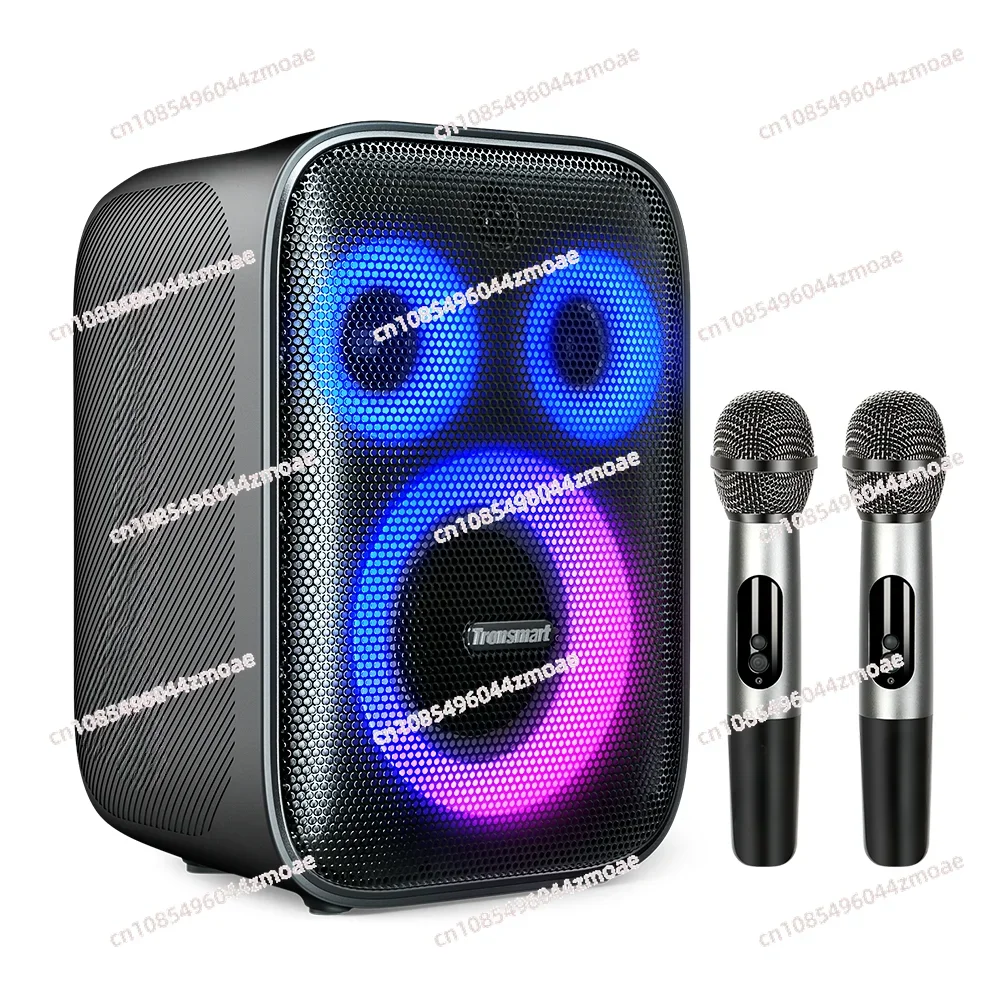 

Karaoke Wireless Portable Speaker with Two Wireless Microphones and Shoulder Strap Support AUX IN/TF/U card