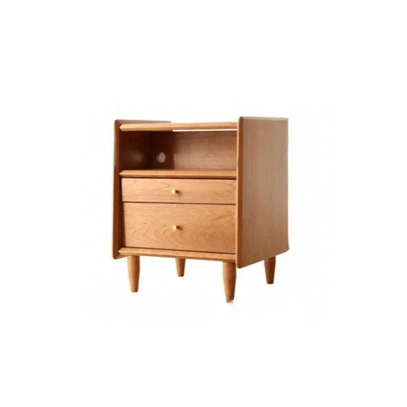 

Nordic all solid wood cherry wood bedside table modern simple black walnut locker white oak bedside table