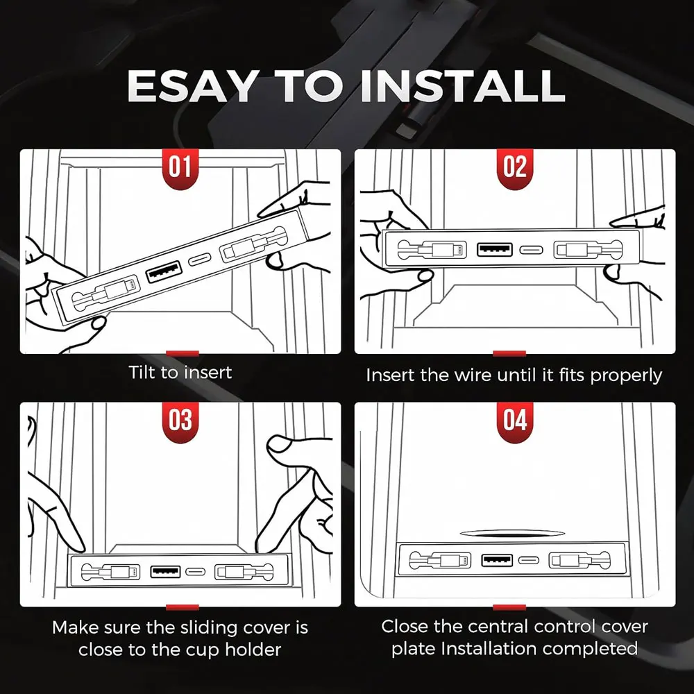 ل تسلا نموذج Y Juniper 2025 قابل للسحب وحدة التحكم المركزية USB Hub نموذج 3 هايلاند شاحن الهاتف محطة إرساء شحن سريع #6