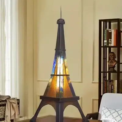 

Eiffel Tower Table Lamp Colored Glass Table Lamp Bar Office Study Desk Art Creative Table Lamp