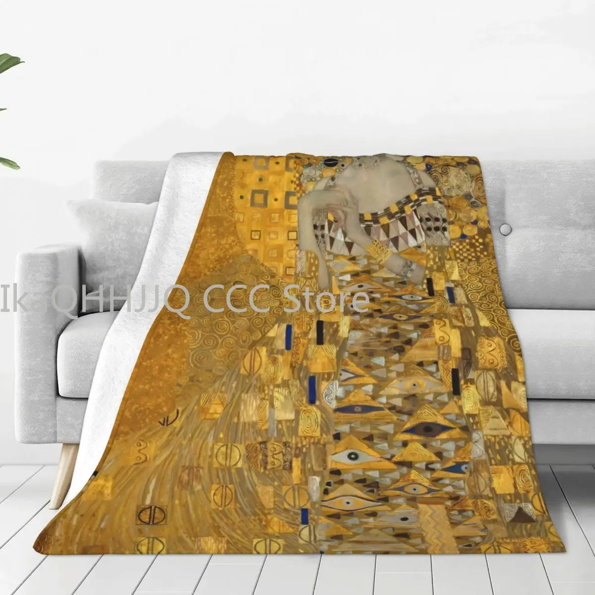 Gustav Klimt Soft Warm Blankets Adele Bloch Bauer Airplane Travel Throw Blanket Winter Graphic Flannel Bedspread Sofa Bed Cover