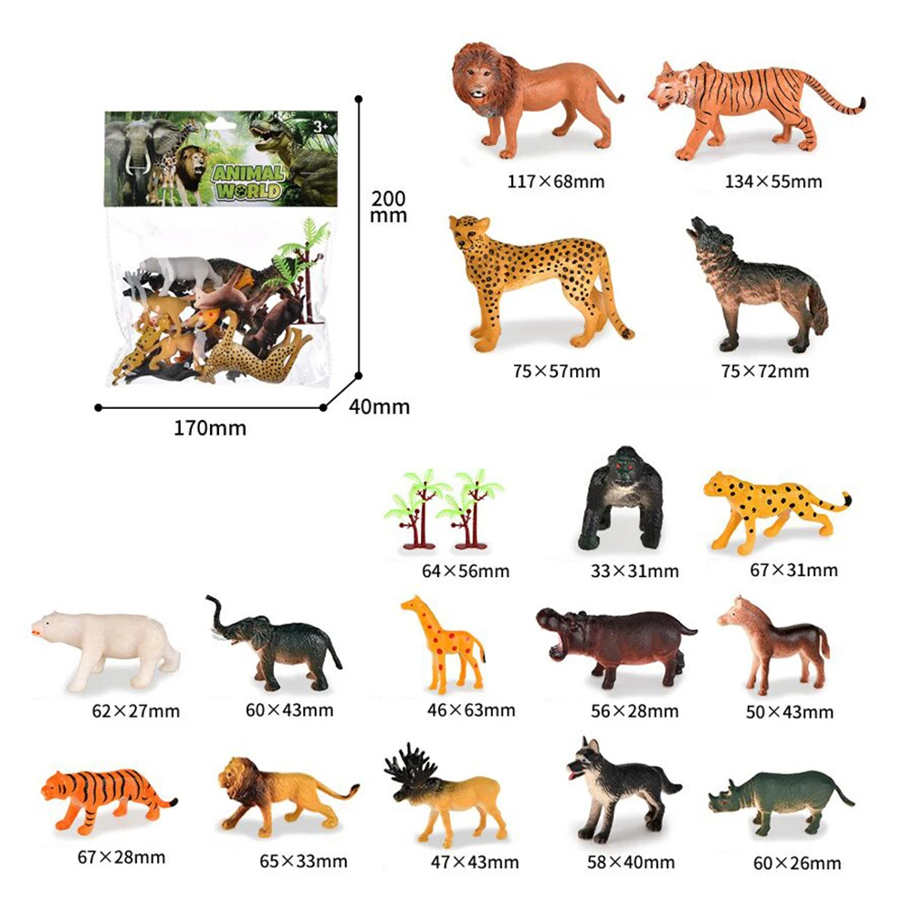 ชุดของเล่นรูปสัตว์สมจริงหลายแบบเพื่อการศึกษาสำหรับเด็กที่ชื่นชอบสัตว์