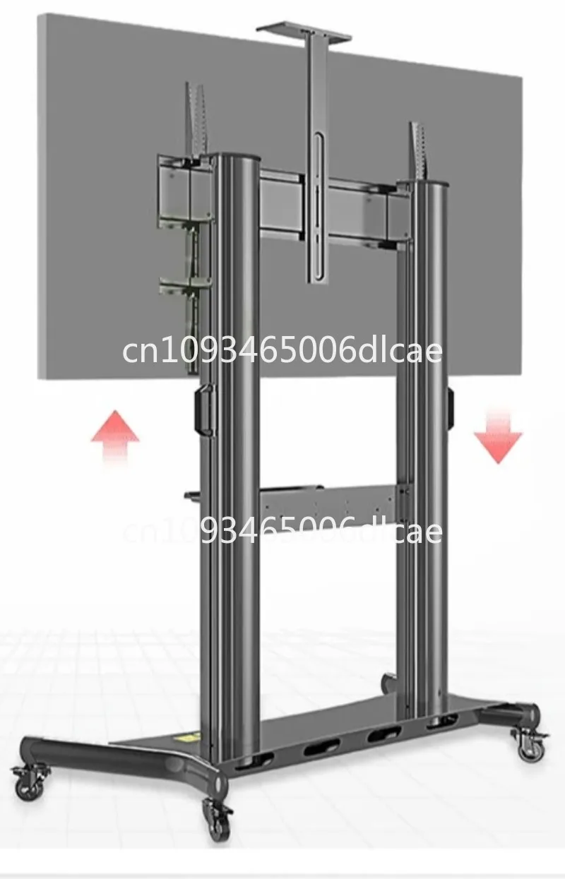 モバイルTVローリングカートフロアスタンド、ロック可能なホイールに取り付け、100インチTVスタンド用の高さ調節可能な棚