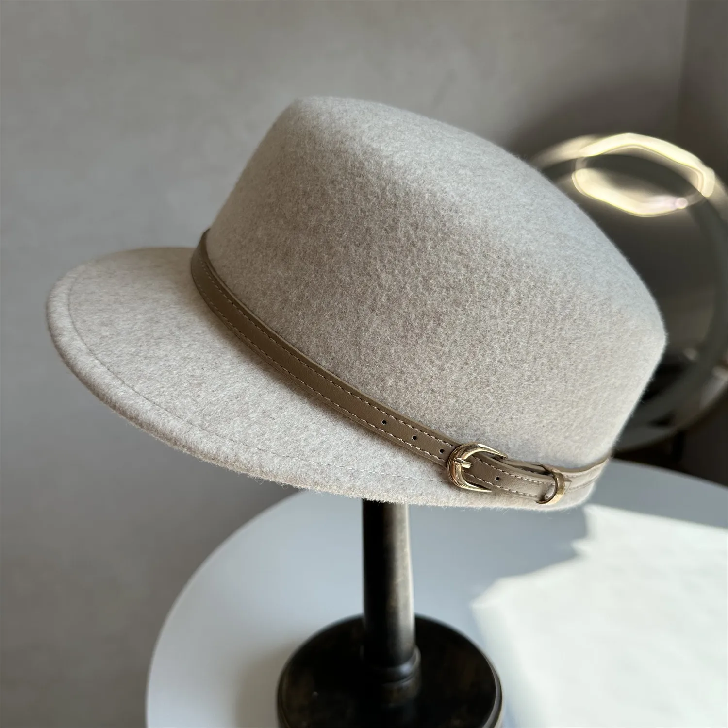 100% Wool Hard Felt Hat Women Vintage Equestrian Short Brim Cap Elegant Outdoor Daily Fashion Headwear Fashion Outdoor