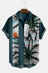 Camisas havaianas de manga curta masculina, camisa 3D gráfica Coco Treeo, moda streetwear, roupas de verão, tops novos, 5XL