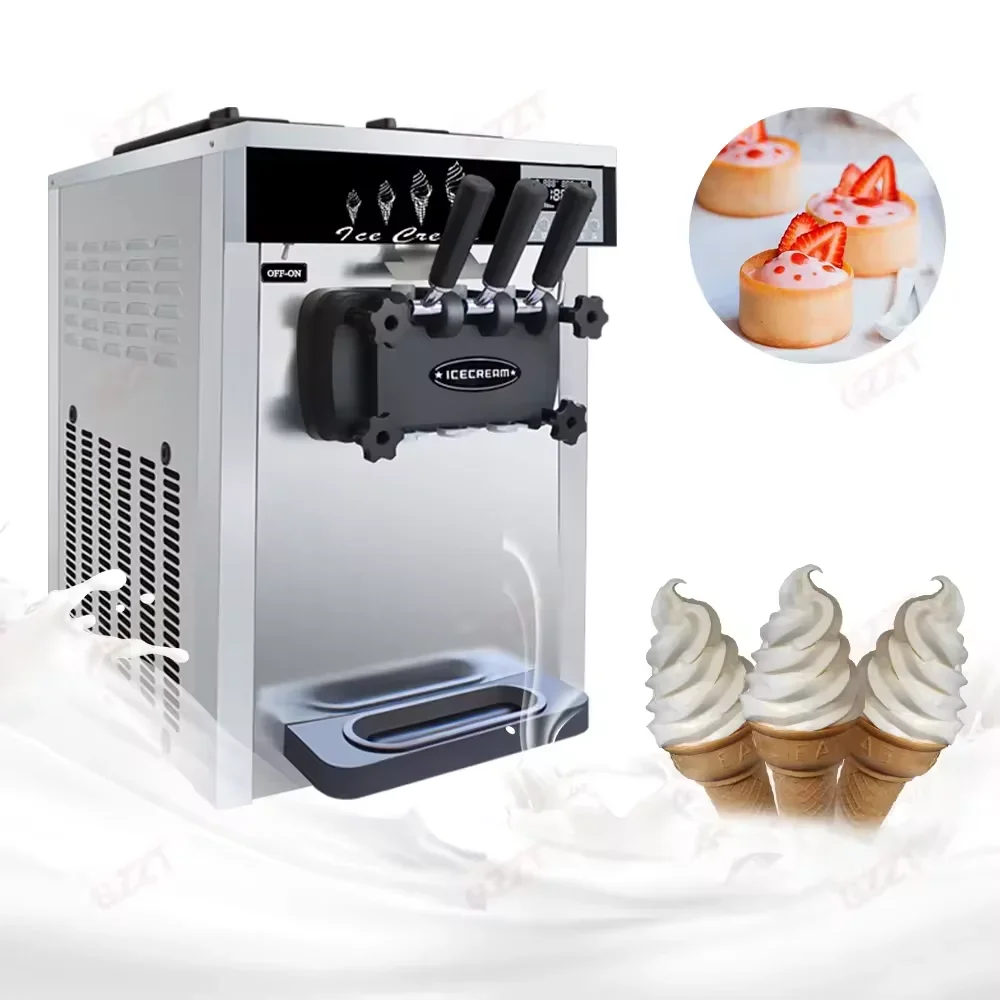 Commercial Table Top Soft Ice Cream Machine High Productivity Three Flavors Stainless Steel for Business Electric 12 Hot Product