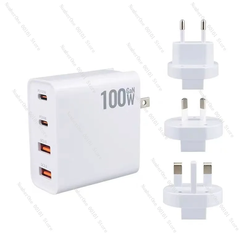 Foldable 100W UK Plug GaN Fast Charger Universal PD Power Adapter for Type‑C Phones Laptops