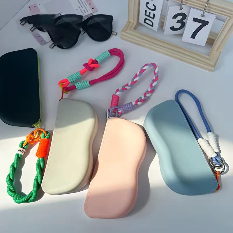 Color-blocked Glasses Case, Sunglasses Cover, Eyeglass Storage Bag, Convenient Silicone Sunglasses Zipper Cover for On-the-go Us