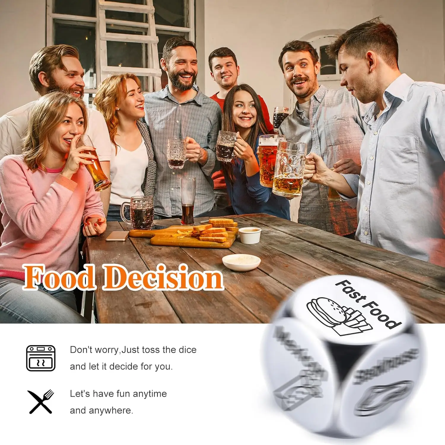 Personalized Gifts Custom Game Dice, Decision Dice, Engraved Stainless Steel Blank Dice for Date Night & Takeout image 6