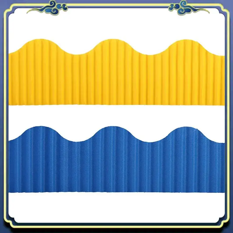 Portable 12 Rolls Bulletin Board Borders Scalloped Border Decoration Background Paper For Decorative Borders (Yellow And Blue)