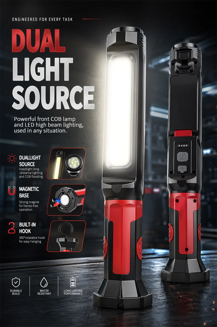 Autoreparatur-Arbeitsleuchte COB Wiederaufladbare Handinspektionsleuchte Notbeleuchtung LED-Arbeitsleuchte – Detail 1