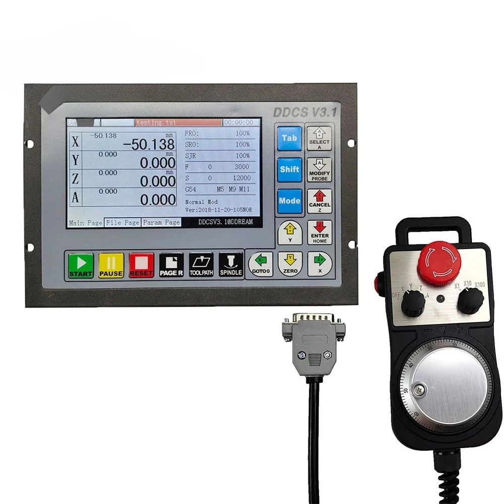 For DDCSV3.1 3/4 Axis G Code Stand Alone Controller For Engraving Milling Machine DDCS V3.1+ 4-axis E-Stop MPG Handwheel