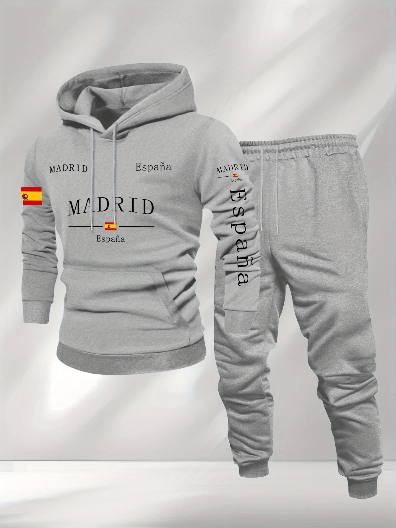 O novo conjunto de moletom masculino primavera e outono 2025 é uma roupa masculina de rua casual e elegante ao ar livre com estampas de letras