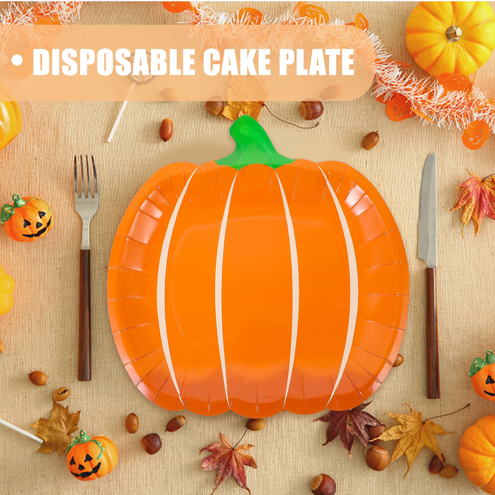 

25 Pcs Halloween Pumpkin Paper Pallet Dessert Plates Disposable Disk Dinner Small Party