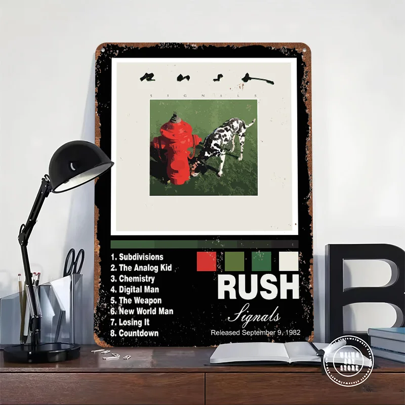 Rush Signals Album Cover Art Printed Poster Customized Wall Art Retro Vintage Metal Tin Signs for Mancave Decoration Gaming Home