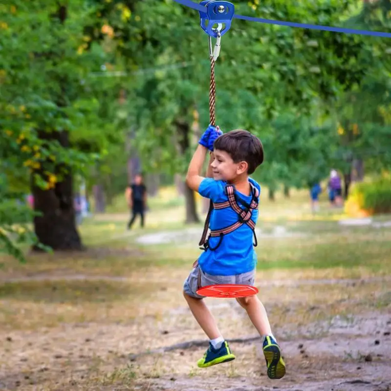 ZipLine Kits Wear-resistant Slider Zipline Pulley Kit Backyard Adventurous Obstacle Course Accessories Kids SliderLine Kit