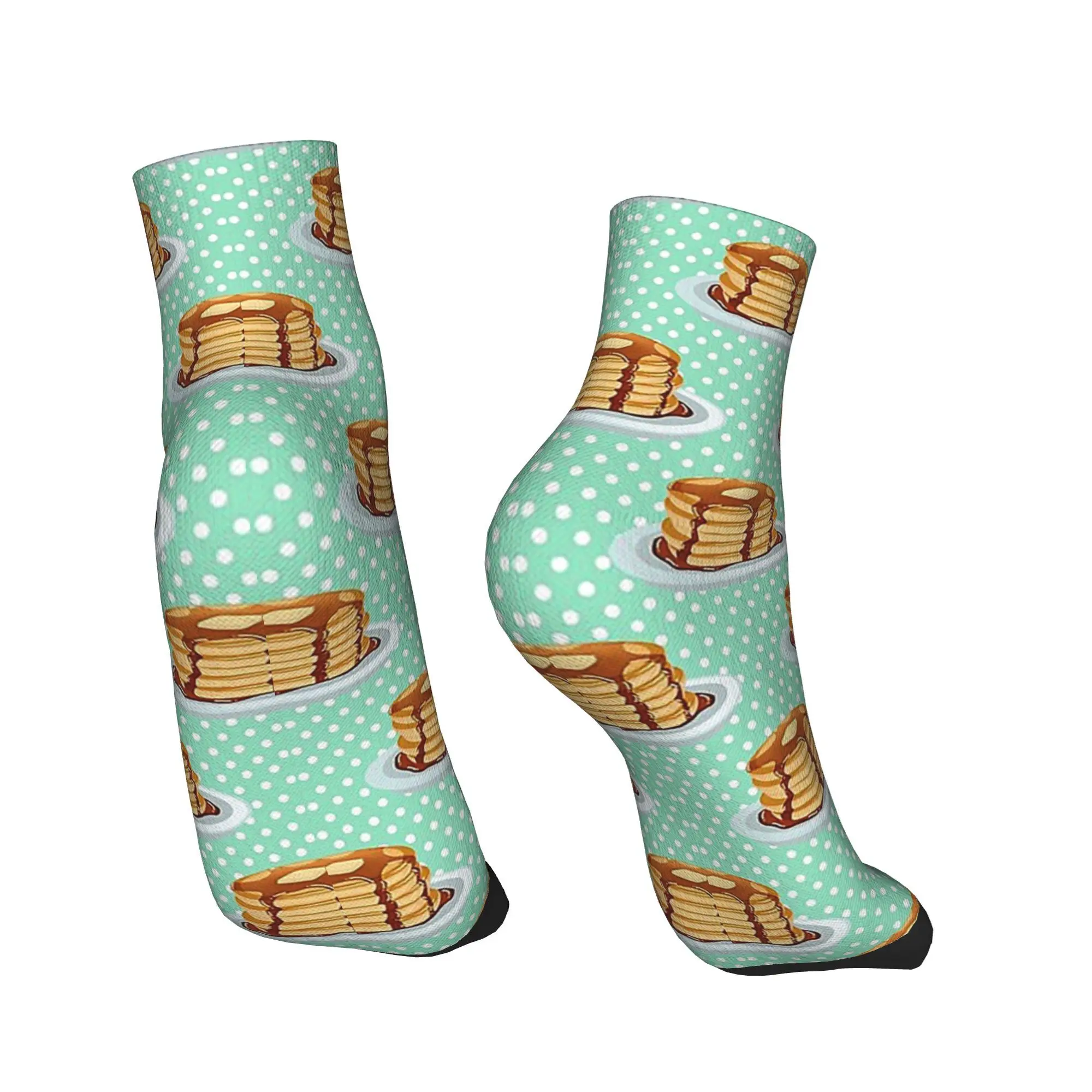 All Seasons Pancakes with Maple Syrup Pattern Socks Harajuku Super Soft Crew Socks Casual Stockings for Men Women Gifts
