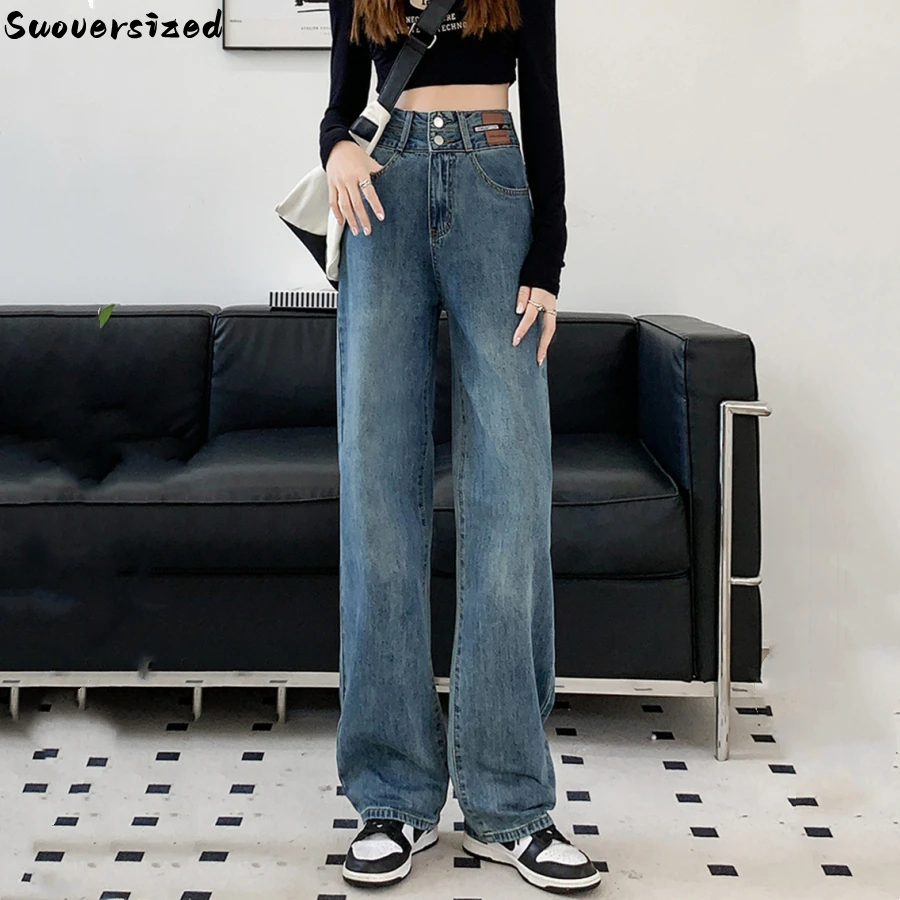 

Oversize 5xl Vintage Wide Leg Jeans High Waist Straight Baggy Pants Women Denim Trousers Streetwear Vaqueros Blue Pantalones New