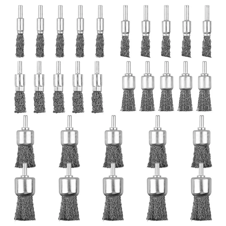 

Pack Wire End Brush Set, 6 Sizes 0.012 Crimped Carbon Steel Wire Wheel Drill with 1 4 Inch Hex Shank