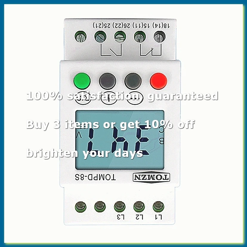 3 Phase Din Rail Adjustable Under Over Voltage Protector