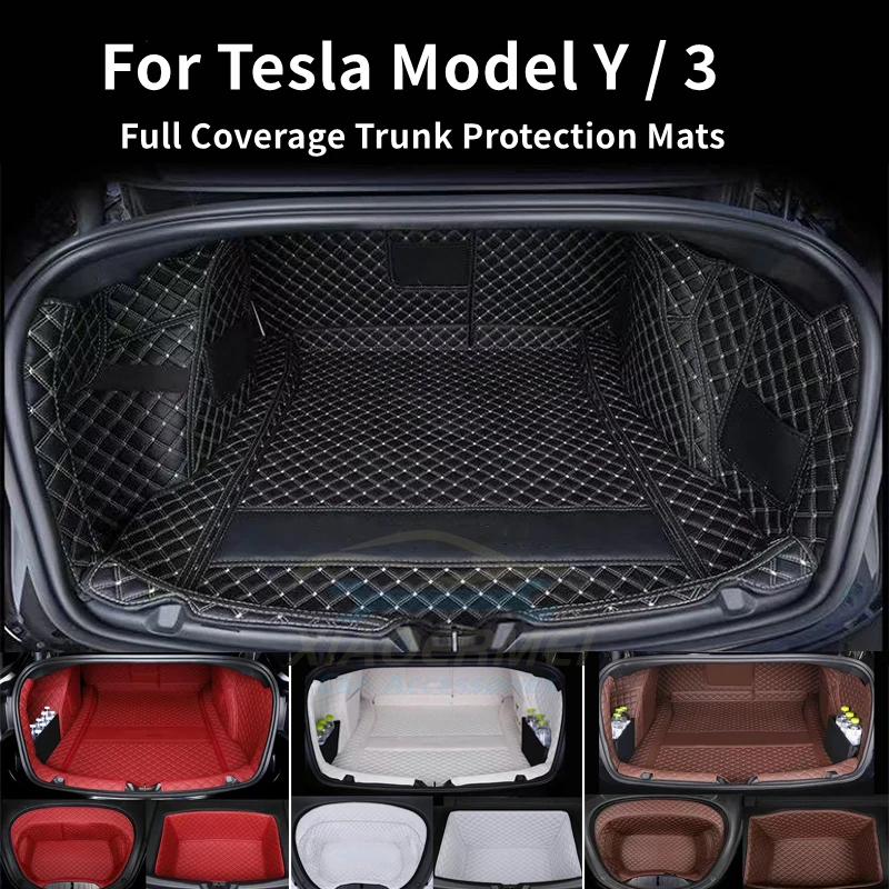 

For Tesla Model 3 / Y 2017-2023 Front Rear Trunk Full Coverage Mat Cover Seat Backrest Protection Pad Cargo Liner Anti Dirty Mat