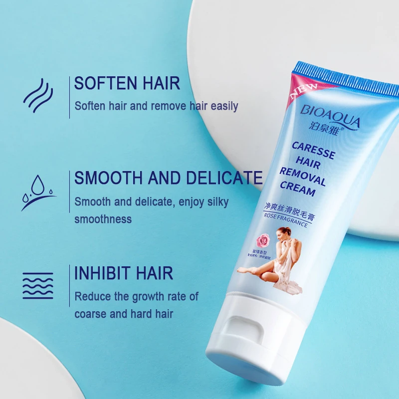 O creme indolor da remoção do cabelo, remove o crescimento do cabelo, axilas, pés, braços, privado, área do biquini, cuidados com a pele lisos, eficazes, 60g