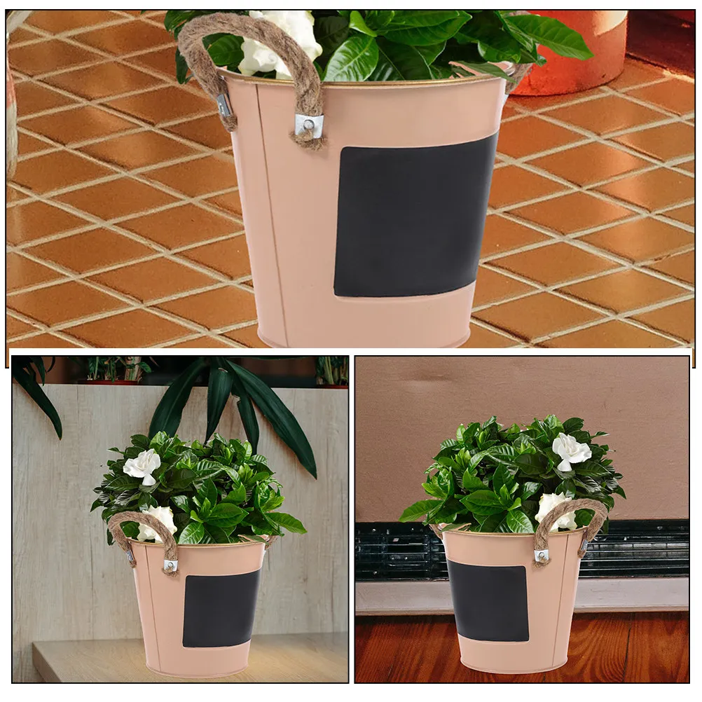 

2Pcs Hand-Held Iron Flower Bucket Vintage Decorative Flowerpot for Succulent Planting Home Garden Desktop Flower Vase Retro Iron