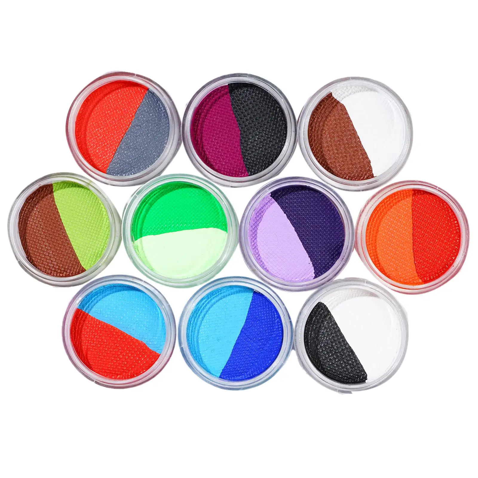 10g Face Paint Water-Based Eyeliner Split Rainbow Cake Body Painting Halloween Makeup Washable Supplies Dual Colors Stage Makeup