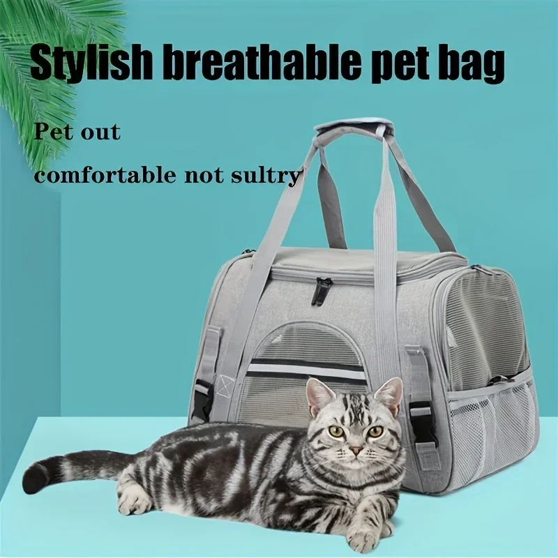 

Portable Cat Bags Soft-Sided Pet Carrying Four-Sided Breathable Carrier Bags with Fur Pad Cats Handbag Travel Bag Transport Bag