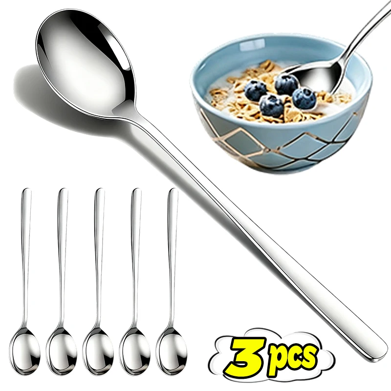 

Mirror Polished Spoon 316L Food Grade Safe Long Handle Utensil for Eating Stirring Soup Dessert Meal Kitchen Home Dining Cooking