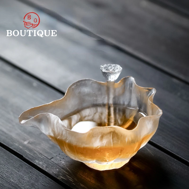 

New Creative Lotus Tea Cup Master Cup Frozen Burnt Glass Fair Cup Texture Japanese Glass Tea Sea Sub-tea Set Kung Fu Tea Set