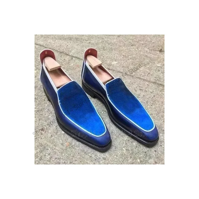 

Three Colors Patchwork Loafers Fashion Comfort Slip On Men Shoes Luxurious Handmade Party Feast Banquet Office Men Dress Shoes