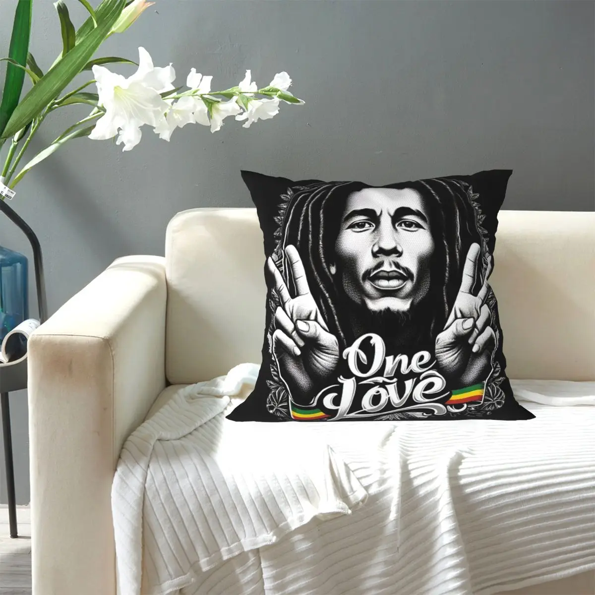 Bob Marley Reggae Square Pillowcase Pillow Cover Cushion Decor Comfort Throw Pillow for Home Sofa