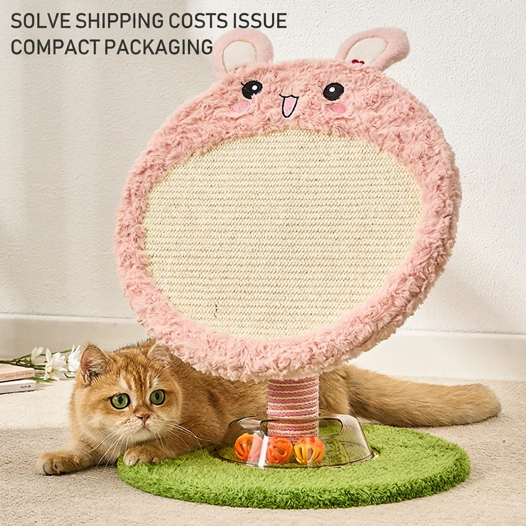 Wholesale Rabbit Shape Cat Scratcher Board Sisal Cat Scratching Pad with Toy Ball Indoor Cat Furniture Pet Product