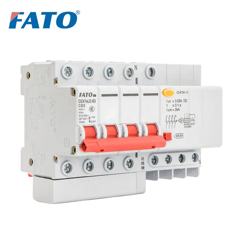 

FATO Earth Leakage Circuit Breaker Evse Residual Current 4P AC 6a 10a 16a 20a 25a 32a 40a 63a 10KA Din Rail 400V 50HZ/60HZ