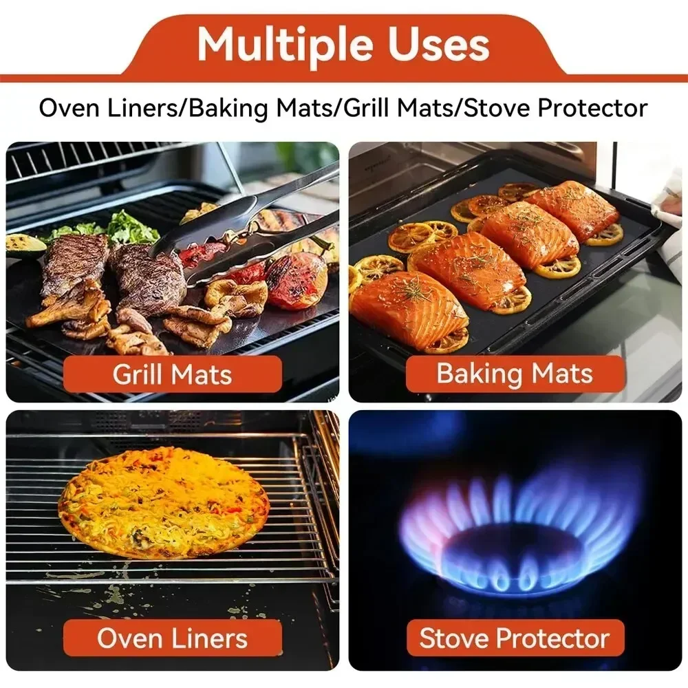 Oven Liners for Bottom of Electric Gas Oven Reusable Non-Stick Protector Mat Heat Resistant Grill Mats