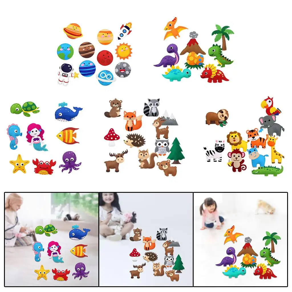 Kit d'artisanat de couture, kit de couture artisanal en feutre d'animaux, pour filles et garçons, kit de couture éducatif, kits d'artisanat de 2 ans