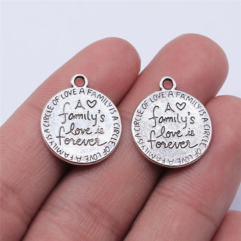 

Wholesale 150pcs/bag 17x17mm Antique Silver Color Family Plate Charms For Jewelry Making DIY Jewelry Findings