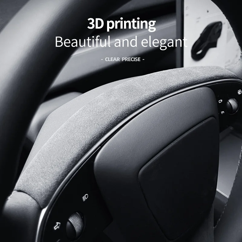 

Super Suede For Tesla New Model Y Launch Juniper 2025 Car Upper Lower Steering Wheel Decorative Frame Trim Car Accessories