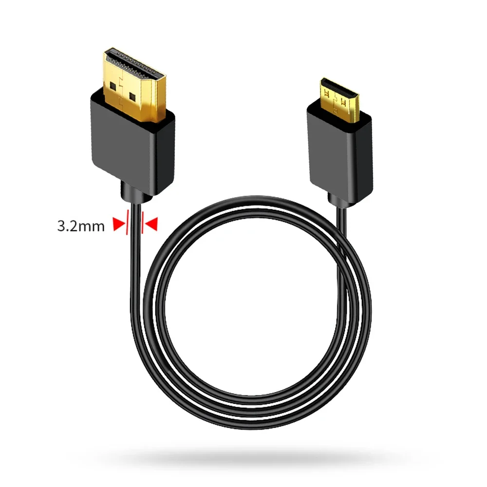 Mini Micro to HDMI-compatible V2.0 4K HD Flexible Cable HDMI2.0 4K Ultra Thin Soft Short Cable 0.2m For Tablet PC TV Camera HDTV