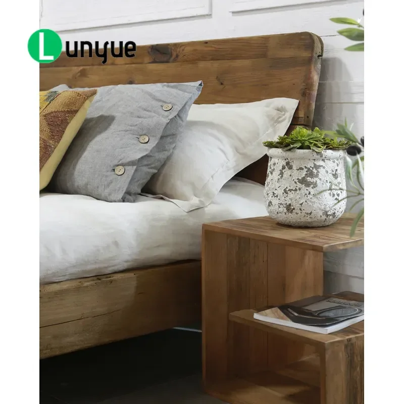Modern Wooden King Bed with Storage Bedroom Furniture Solid Wood Frame Large Capacity Drawers Space Saving Design for Master