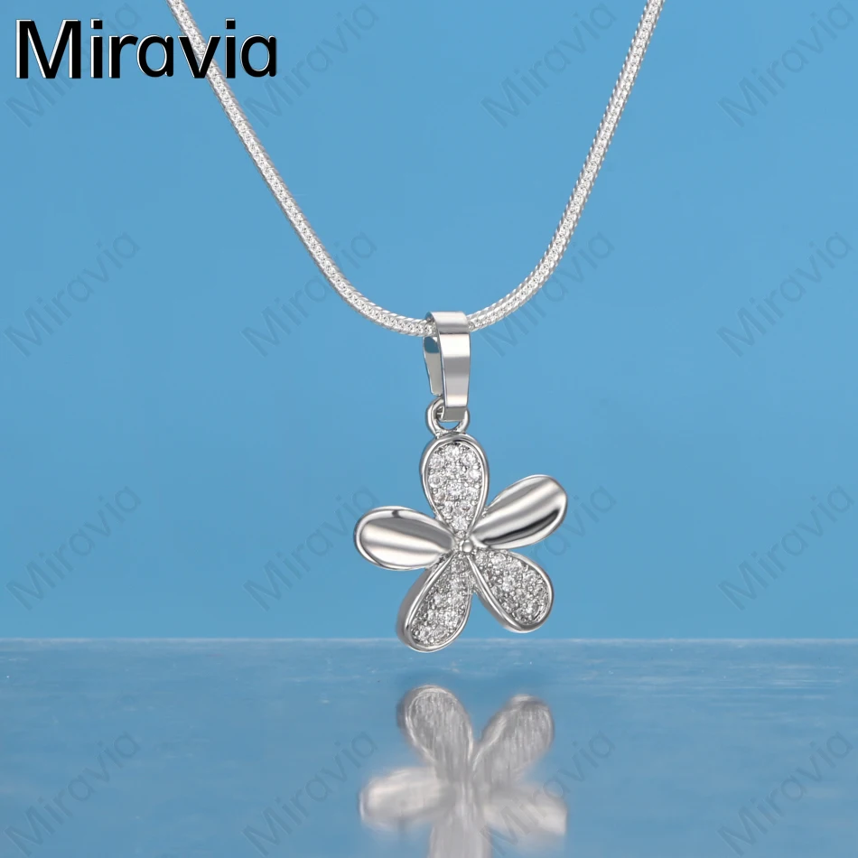 

Miravia 925 Sterling Silver Flower Zircon Pendant Necklace Small Fresh Design Women'S Engagement Jewelry