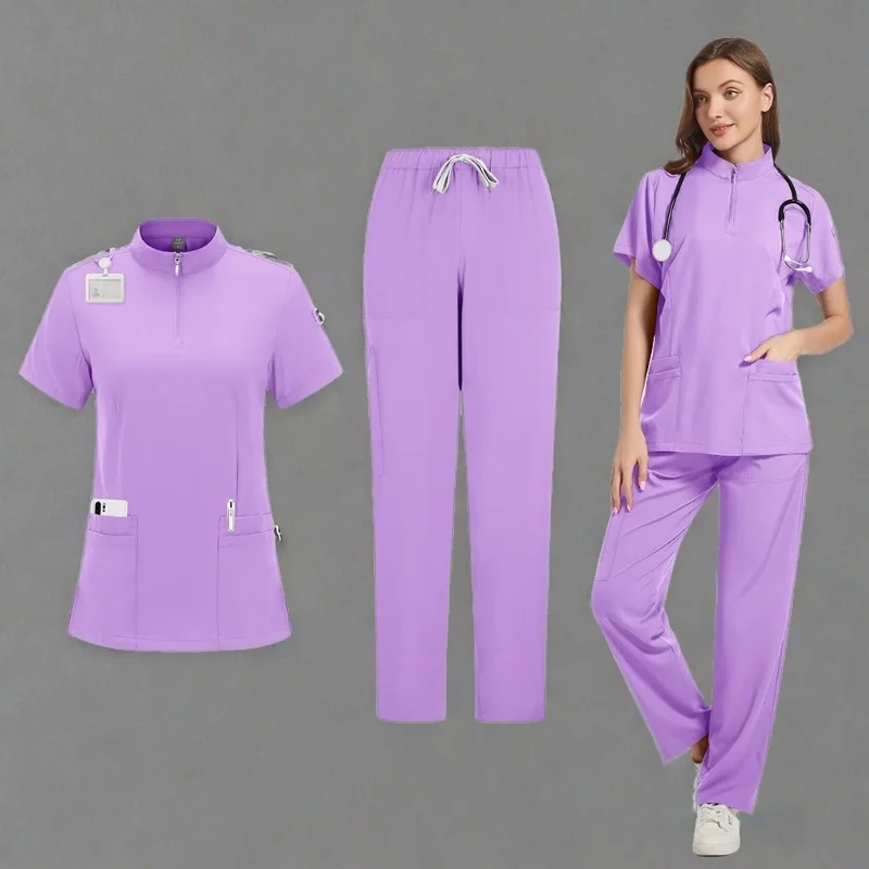 Toptan Scrubs Üniforma Setleri Tıbbi Fırçalama Streç Takım Sağlık Hemşirelik Makaleleri Unisex Cerrahi Üniformalar Kadın Erkek Üniforma