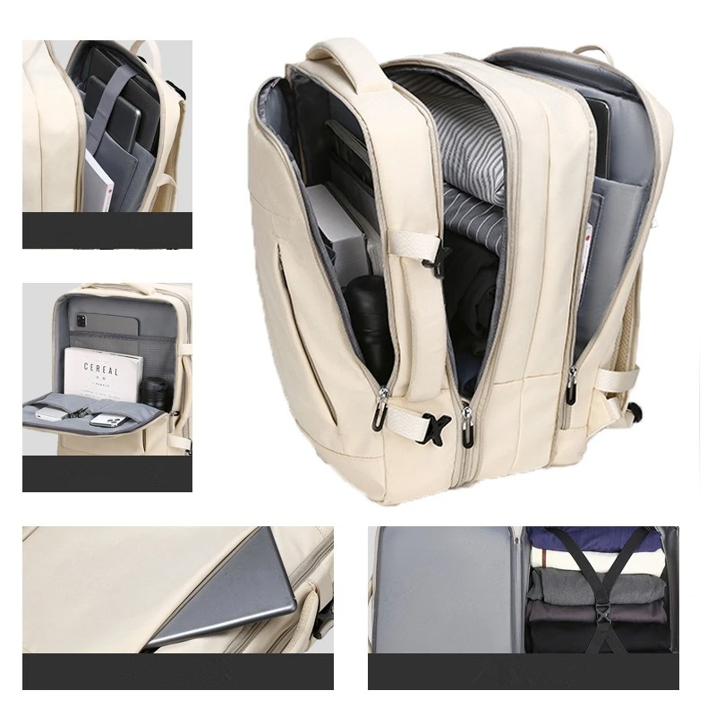 Nesitu سعة كبيرة أسود رمادي أزرق وردي أبيض 30L 14 15.6 16 بوصة كمبيوتر محمول الرجال النساء حقيبة السفر تسلق حقيبة ترحال M8191 #5